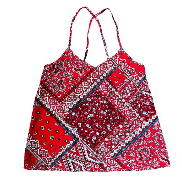 Hollister Women's XS Bandana Print Racer Back Adjustable Spaghetti Tank Blouse - Picture 1 of 4